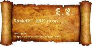 Raskó Márton névjegykártya